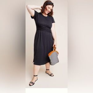 Anthropologie Draped Front Short Sleeve Dress Size Medium